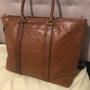 Coach Embossed Vintage Brown Leather Big Bag